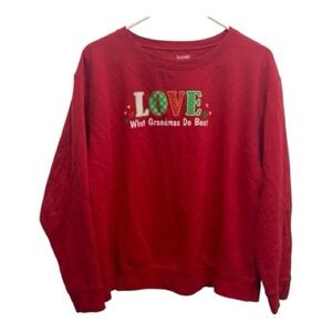 Hanes Red Sweatshirt- Love What Grandmas Do Best - Crewneck Vintage